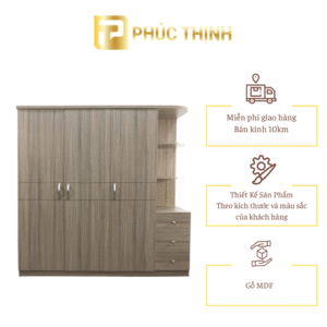 TỦ QUẦN ÁO 3 CÁNH KÈM GÓC