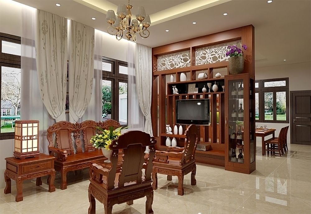 Nội thất gỗ tự nhiên phòng khách