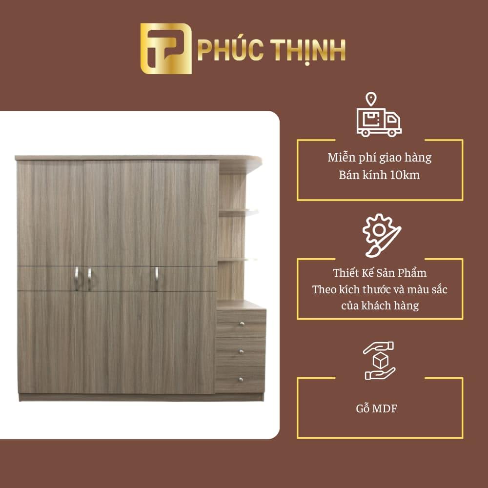 Tủ quần áo 3 cánh kèm góc - Nội Thất Phúc Thịnh
